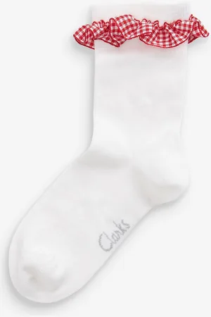 Clarks White Girls Ankle School Socks 2 Pack 3-5.5 Jnr