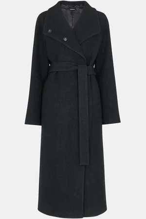 Whistles Black Petite Morgan Funnel Neck Coat AU 16