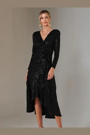 Jolie Moi Long Sleeve Metallic Spot Maxi Dress AU 10