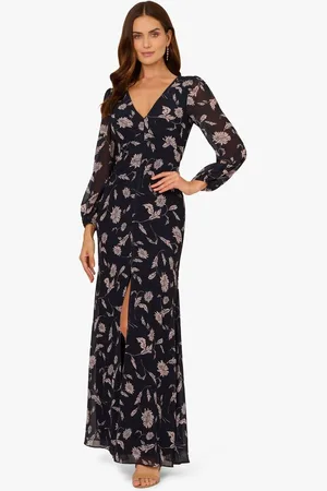 Adrianna Papell Print Chiffon Long Dress AU 14