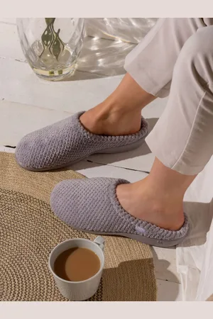 Totes Grey Isotoner Popcorn Terry Mules Slippers AU 10 (EU 41)