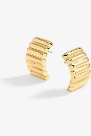 Jon Richard Gold Tone Flat Ridge Statement Earrings One