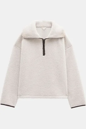 Hush Puppies Cream Grey Fleece Half Zip Sweatshirt XS-XS