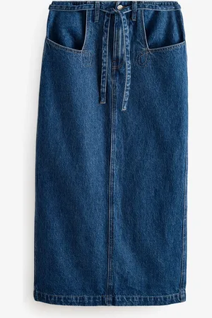 Next 100% Cotton Hourglass Belted Pocket Stitch Midi Skirt AU 16 Tall