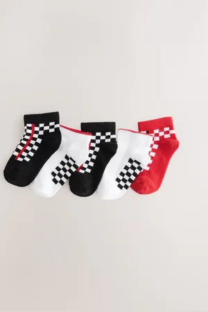 Next White/Black/Red Checkerboard Rich Trainers Socks 7 Pack 12.5-3.5