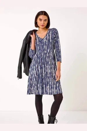 Roman Tie Dye Button Detail V-Neck Dress AU 16