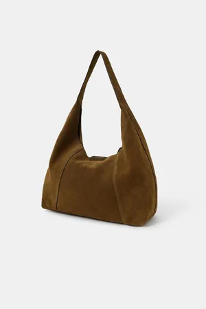 Accessorize Tan Brown Large Suede Shoulder Bag one