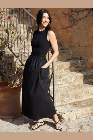 Threadbare Sleeveless Utility Jersey Poplin Mix Maxi Dress AU 12