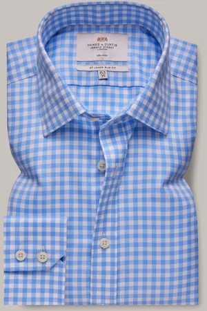 Hawes & Curtis Slim Non-Iron Gingham Check 100% Cotton Shirt AU 39 Regular