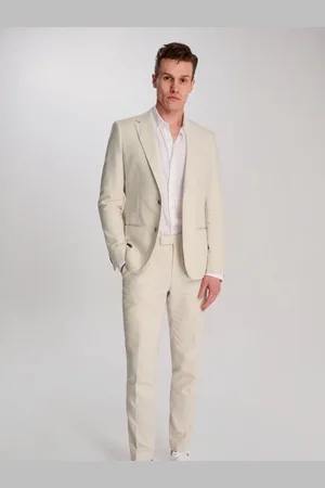 Harry Brown Cream Giacomo Slim Fit Cotton Linen Suit Jacket 38 R