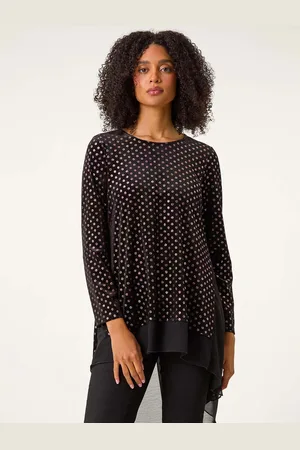 Roman Pink Glitter Spot Print Chiffon Hem Tunic Top AU 20
