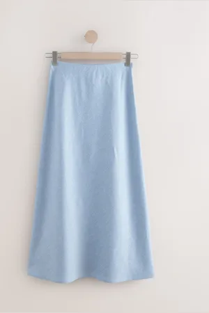 Next Linen Rich Textured Chambray Midi Skirt AU 12 Tall