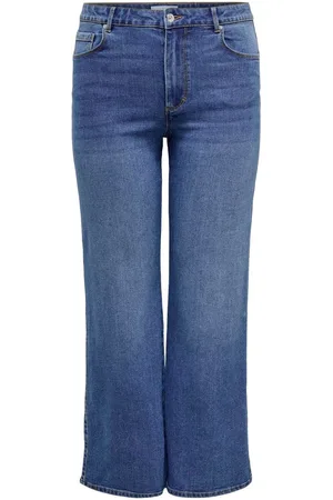 ONLY Blue High Waisted Wide Leg Jeans with Comfort Stretch 24W x 31R (UK 24 R)