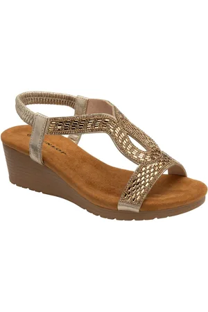 Dunlop Gold Tear-Drop Wedge Elasticated Sandals eu39uk6