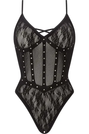 Ann Summers Black Deep Devotion Lace Crotchless Body XS-XS