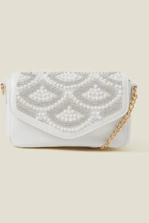 Accessorize White Girls Pearl Fan Mini Bag one