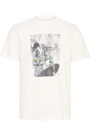 Blend White Holiday Printed Short Sleeve 100% Cotton T-Shirt