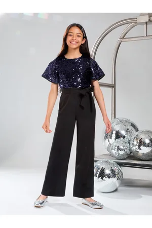 Lipsy London Black Sequin 2-in-1 Party Jumpsuit (5-16yrs) 10 Years (140cm)