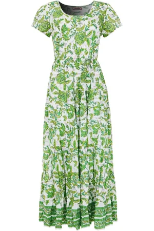 Joe Browns Petite Botanical Full Skirt Crinkle 100% Cotton Maxi Dress AU 12 Petite