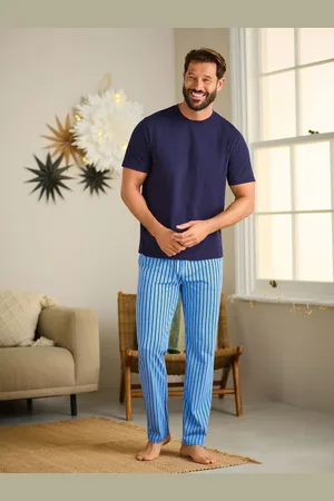 Next Blue Stripe Check Short Sleeve Pyjamas Set XL Reg