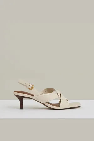 Reiss Off White Candice Leather Link-Strap Low-Heel Sandals AU 5 (EU 36)