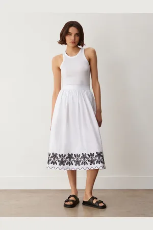 Finery London Yolanda Embroidered Cotton Midi Skirt 10