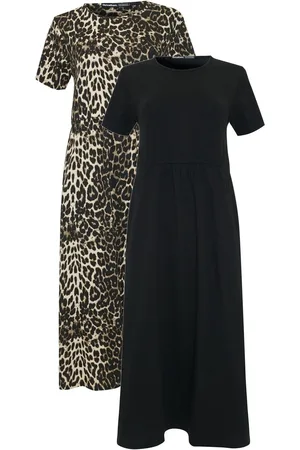 Threadbare 100% Cotton Jersey Midi Smock Dresses 2 Pack with Pockets AU 10