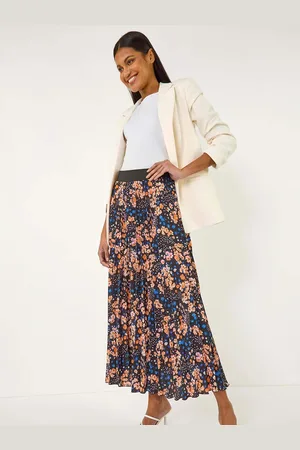 Roman Ditsy Floral Print Pleated Stretch Skirt AU 10