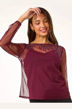 Roman Purple Embelished Sequin Mesh Top AU 16