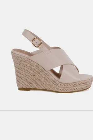 Novo Cream Wide Fit Blossom Espadrille Cross Front Wedge Sandals AU 7 (EU 38)