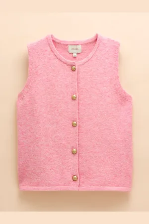 Joules Holly Pink Button Through Knitted Vest M