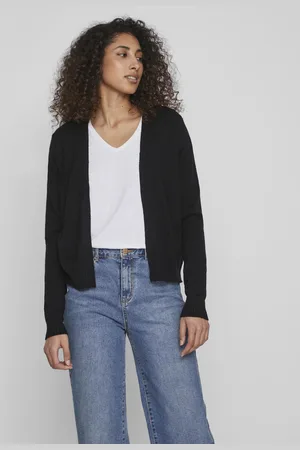 VILA Black Long Sleeve Cropped Lightweight Cardigan AU 6