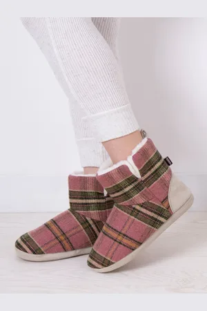 Totes Pink Ladies Tartan Check Boot Slippers AU 9.5 (EU 42)