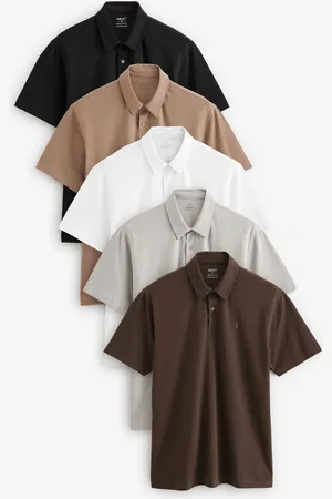 Next Regular Fit Short Sleeve Jersey Polo Shirts 5 Pack 5XL