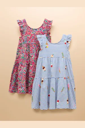 Joules Butterfly Frill Sleeve Print Dress Two Pack 110116cm