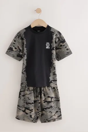 Next Black Tie Dye Relaxed Fit Short Sleeve T-Shirt and Shorts Set (3-16yrs) 12 Years (152cm)