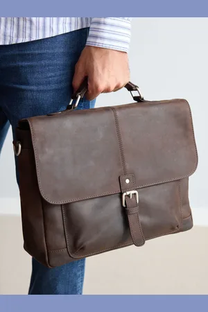 Next Brown Signature Oily Leather Briefcase Bag One