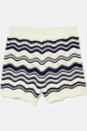 mint&berry Striped Knit 100% Cotton Shorts medium