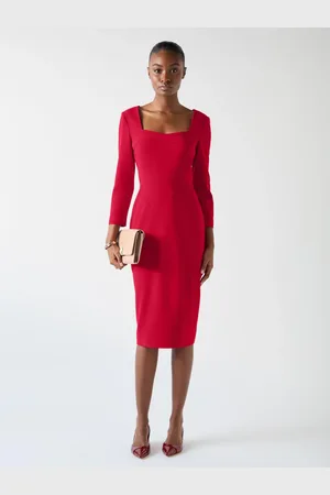 LK Bennett Altyn Crepe Shaped Seam Fitted Crepe Dress AU 20