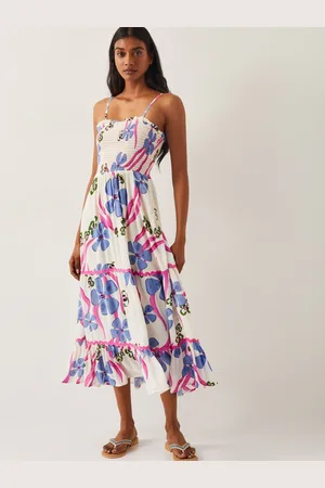 Monsoon Fiona Floral Print Bandeau Midi Dress M