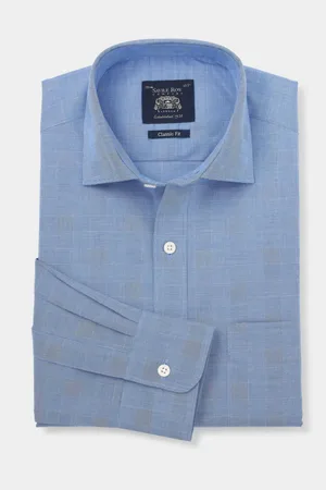 SAVILE ROW 100% Cotton Prince of Wales Check Classic Fit Formal Shirt AU 42 Regular