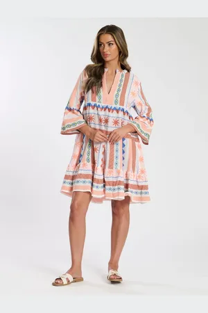 South Beach Jacquard 3/4 Sleeve Tiered Mini Dress 12