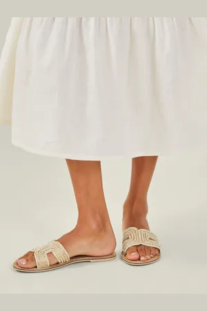Accessorize Gold Bella Beaded Sliders AU 7 (EU 38)