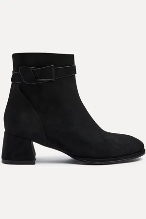 Linzi Black Suede Sable Block Heeled Ankle Boots AU 6 (EU 37)