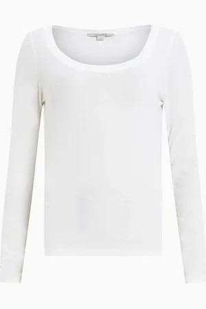 AllSaints AllSaints White Rina Long Sleeve Scoop Neck T-Shirt AU 16