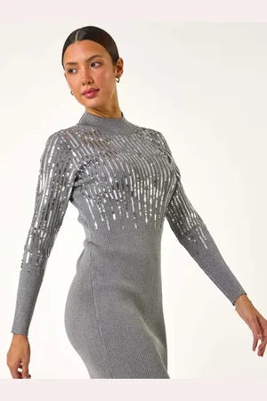 Roman Embellished High Neck Knit Dress S