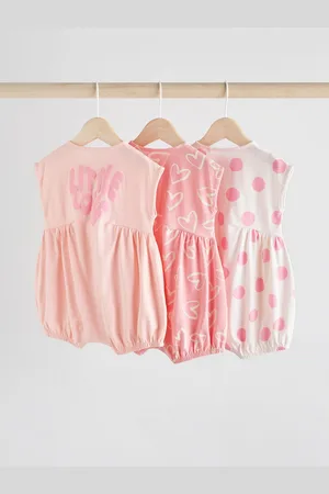 Next Pink and White Baby Rompers 3 Pack 6