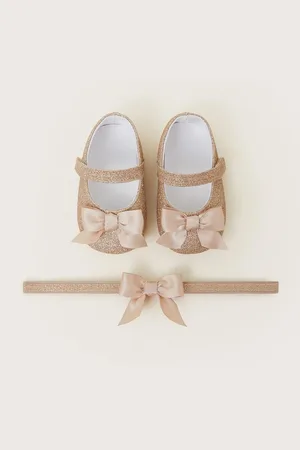 Monsoon Baby Glitter Bow Booties and Headband Set 6