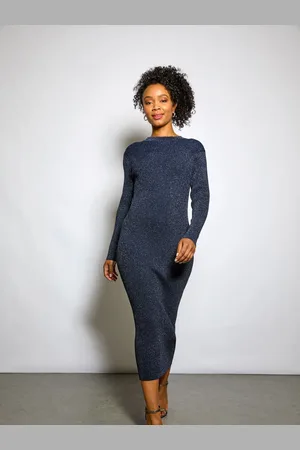 Roman Shimmer Ribbed Knit Bodycon Dress AU 18