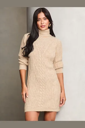 Lipsy London Petite Cable Cowl Knitted Jumper Dress AU 16